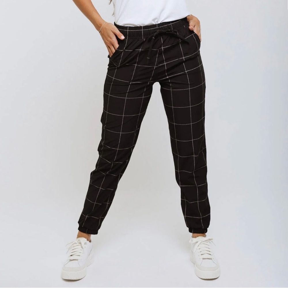 Albion Women's Destination Joggers Windowpane Black XS Petite